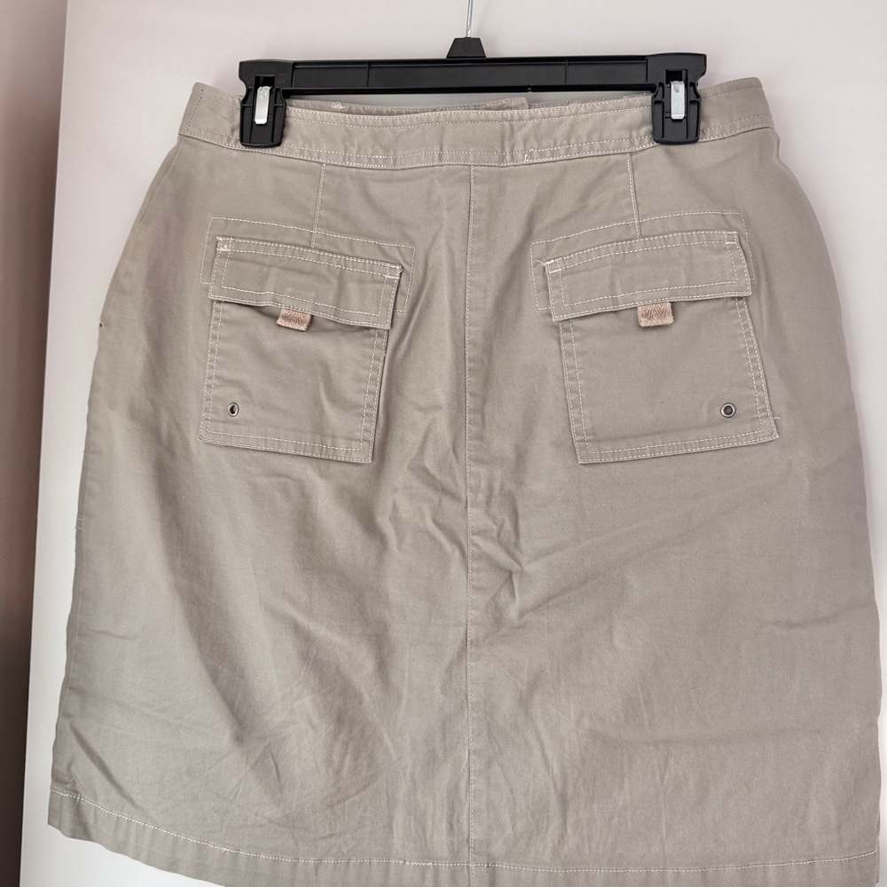 LL BEAN | TAUPE UTILITY CARGO STYLE COTTON MINI SKIRT SIZE 10 PETITE - Picture 3 of 11